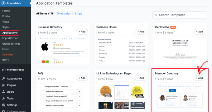 Adding the Member Directory Application