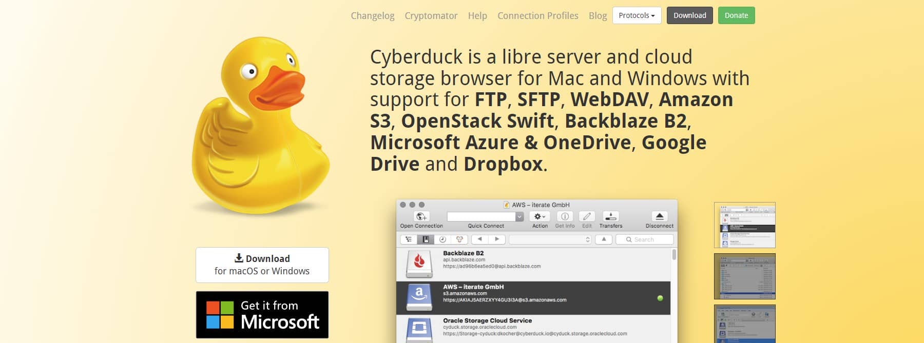 عميل CyberDuck FTP