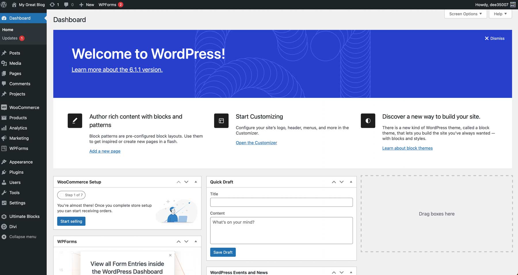 WordPress kontrol paneli