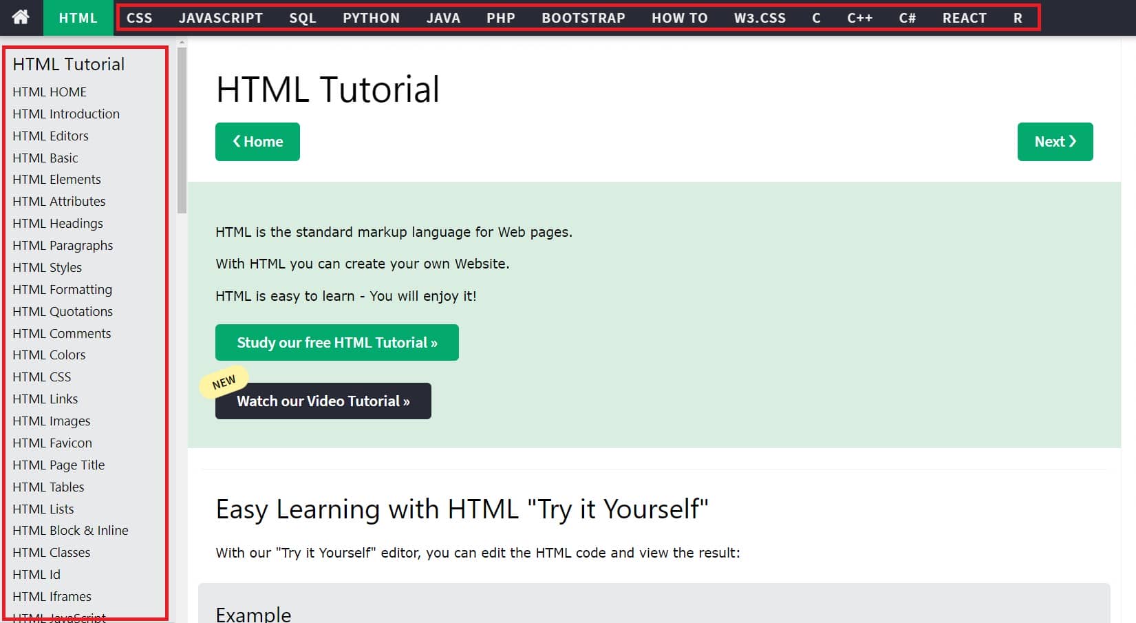 W3Schools 学习 HTML、CSS 等