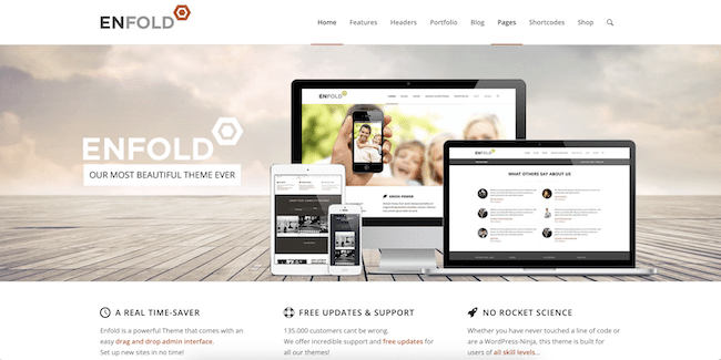 Enfold WordPress مثال على موضوع