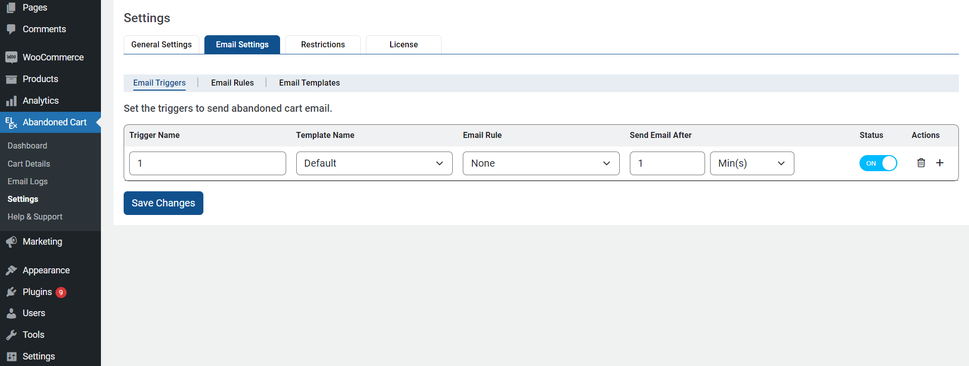 ELEX WooCommerce ทริกเกอร์อีเมลกู้คืนรถเข็นที่ถูกทิ้งร้าง