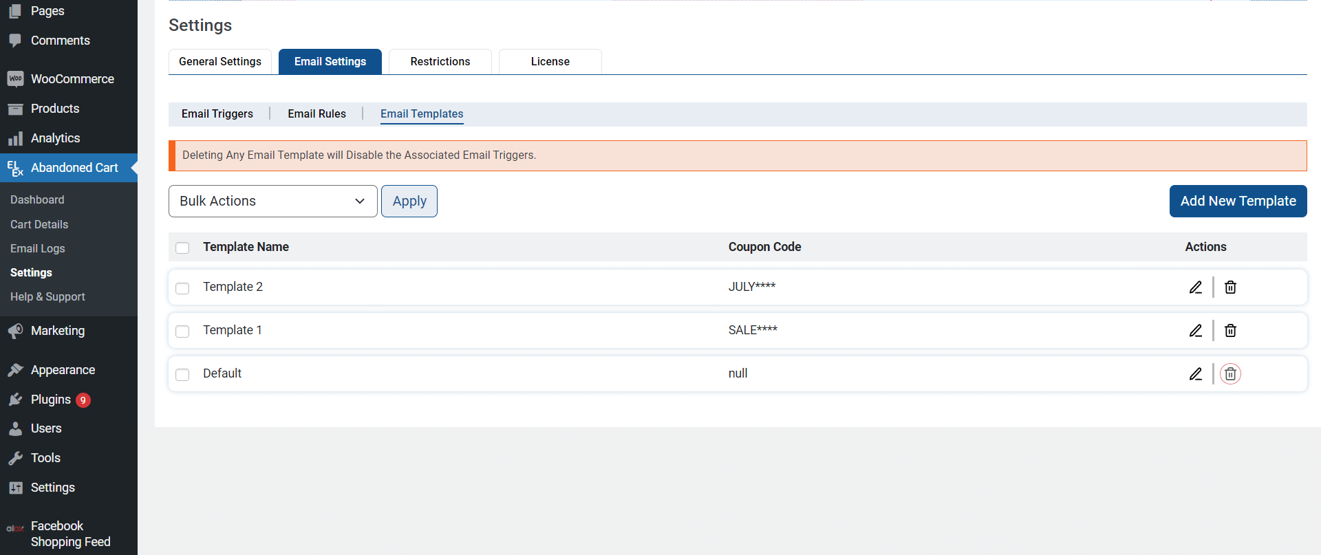 เทมเพลตอีเมลการกู้คืนรถเข็น ELEX WooCommerce