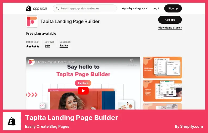 Tapita Landing Page Builder - أنشئ صفحات مدونة بسهولة