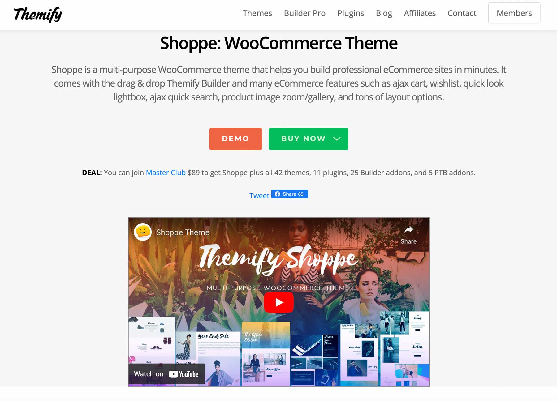 Thème WordPress pour le commerce électronique Themify Shoppe