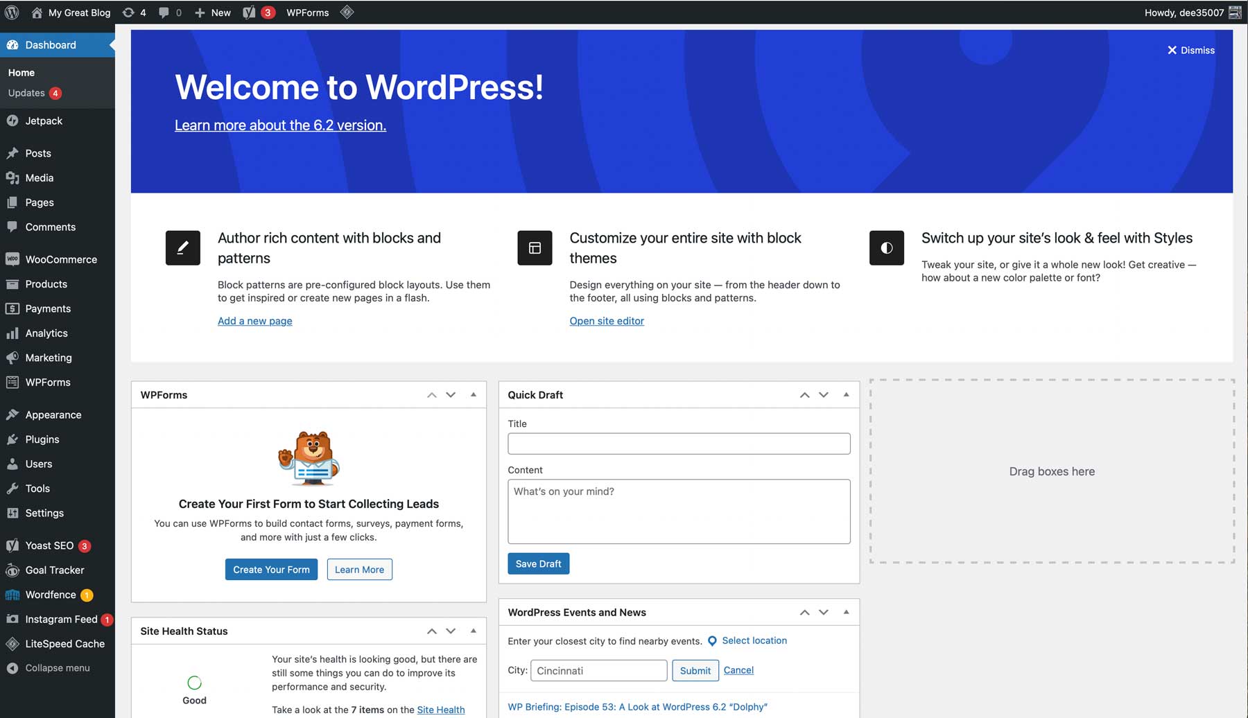 WordPress 儀表板