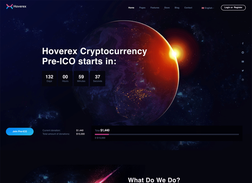 Hoverex | Tema WordPress de Criptomoeda, NFT e ICO + Espanhol