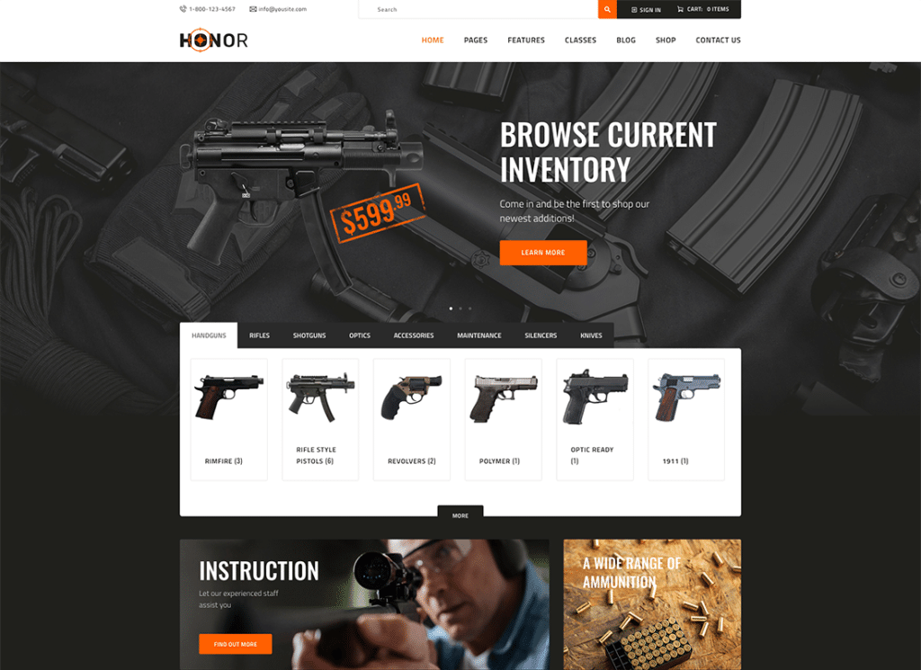 เกียรติยศ | Multi-Purpose Shooting Club & Weapon Store ธีม WordPress + Elementor