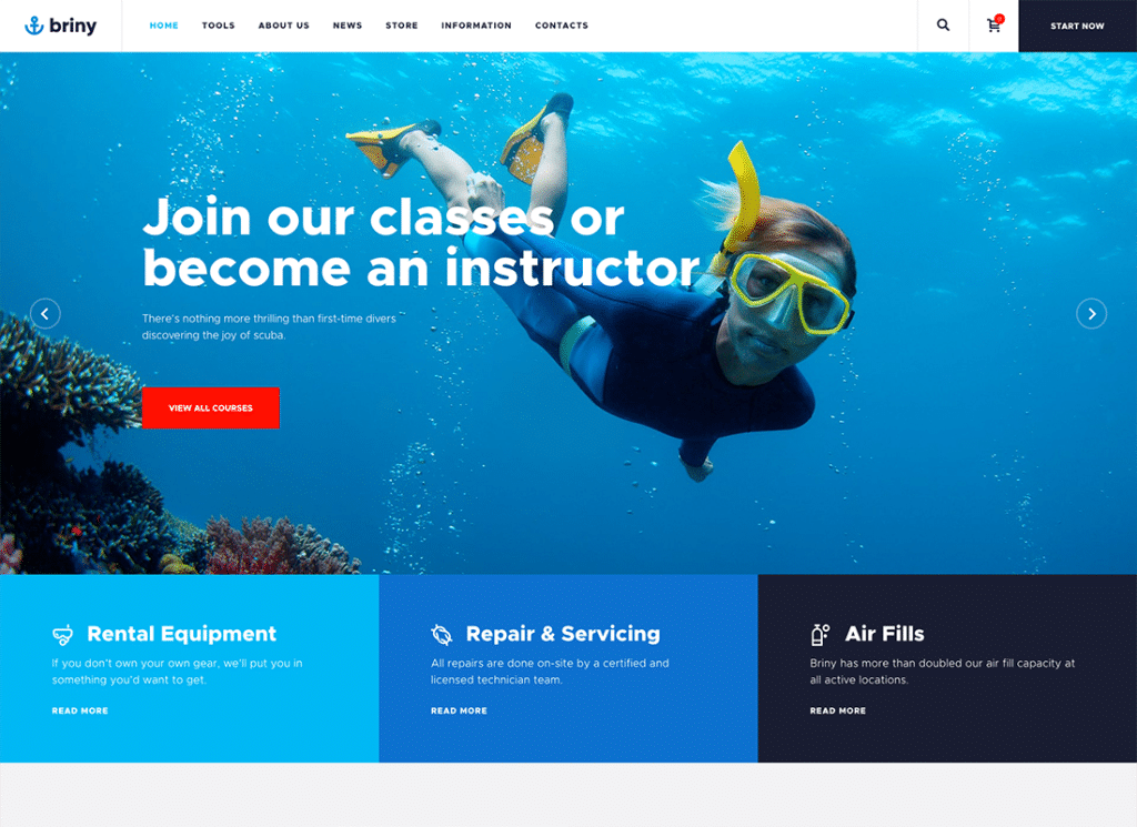 Salzig | Tauchschule & Wassersport WordPress Theme + RTL