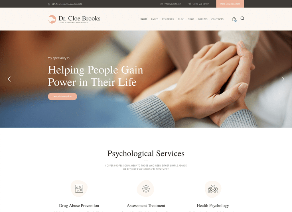 Cloe Bäche | WordPress-Theme für Psychologie, Beratung und Medizin