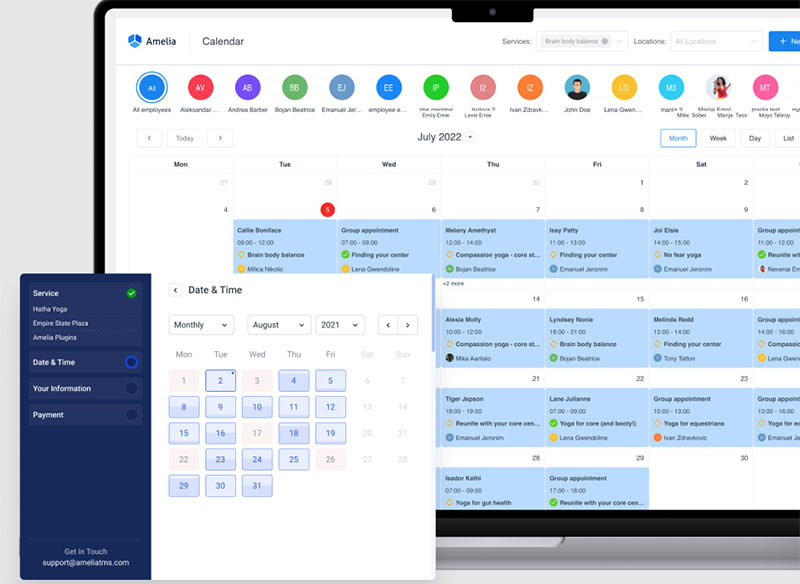 Panoramica del calendario di programmazione di Amelia