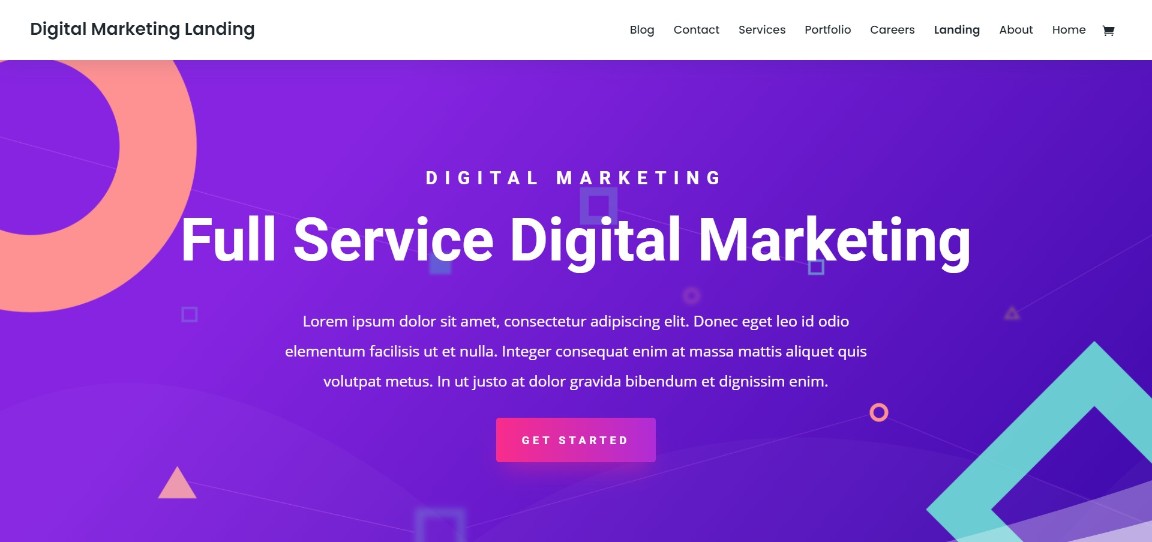 การสาธิตธีม divi ของ Digital Marketing Landing