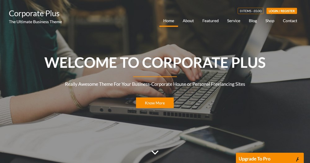 ธีม WordPress ของ Corporate Plus onepage