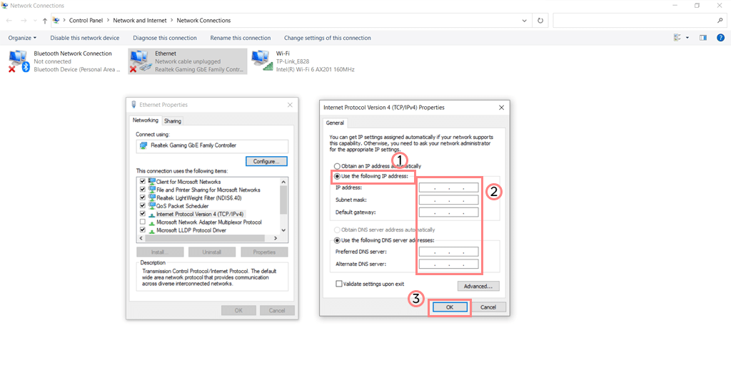 Enter IP address Manually