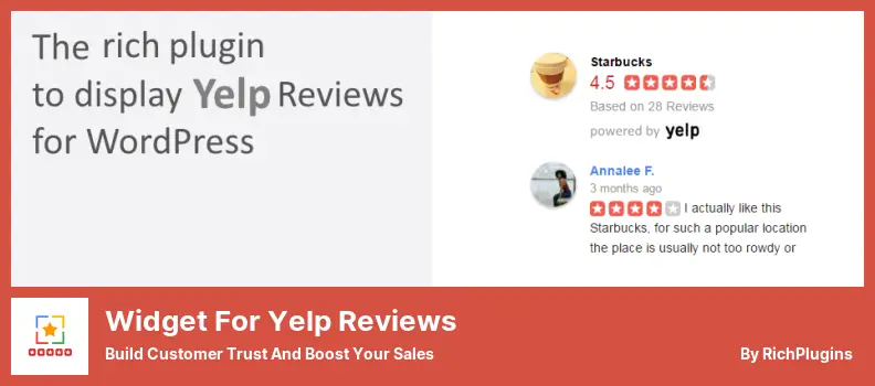 Widget para plug-in de avaliações do Yelp - Construa a confiança do cliente e aumente suas vendas