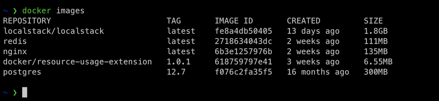 Liste as imagens do Docker disponíveis no terminal do usuário