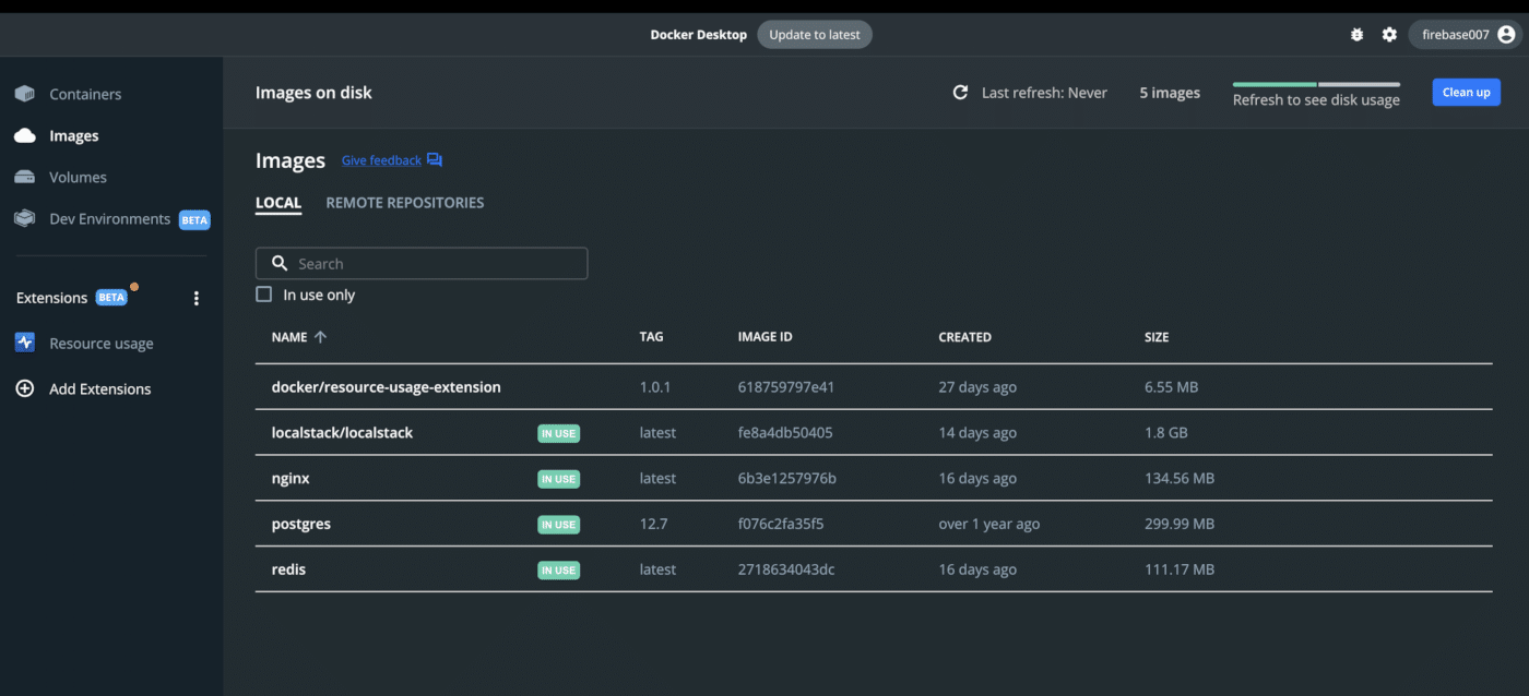 Verifique se sua imagem Redis está funcionando no Docker Desktop