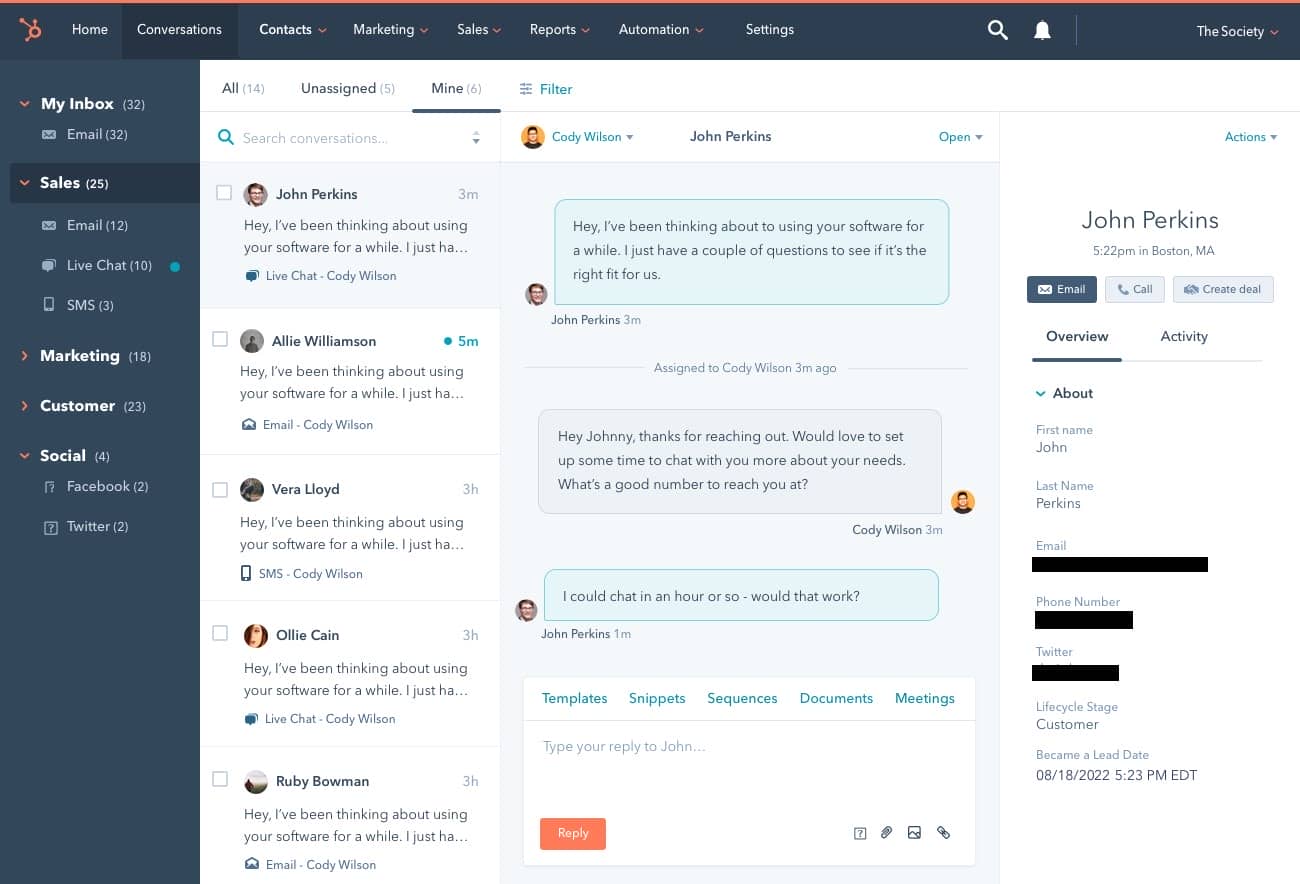 Cel mai bun software de chat în direct HubSpot