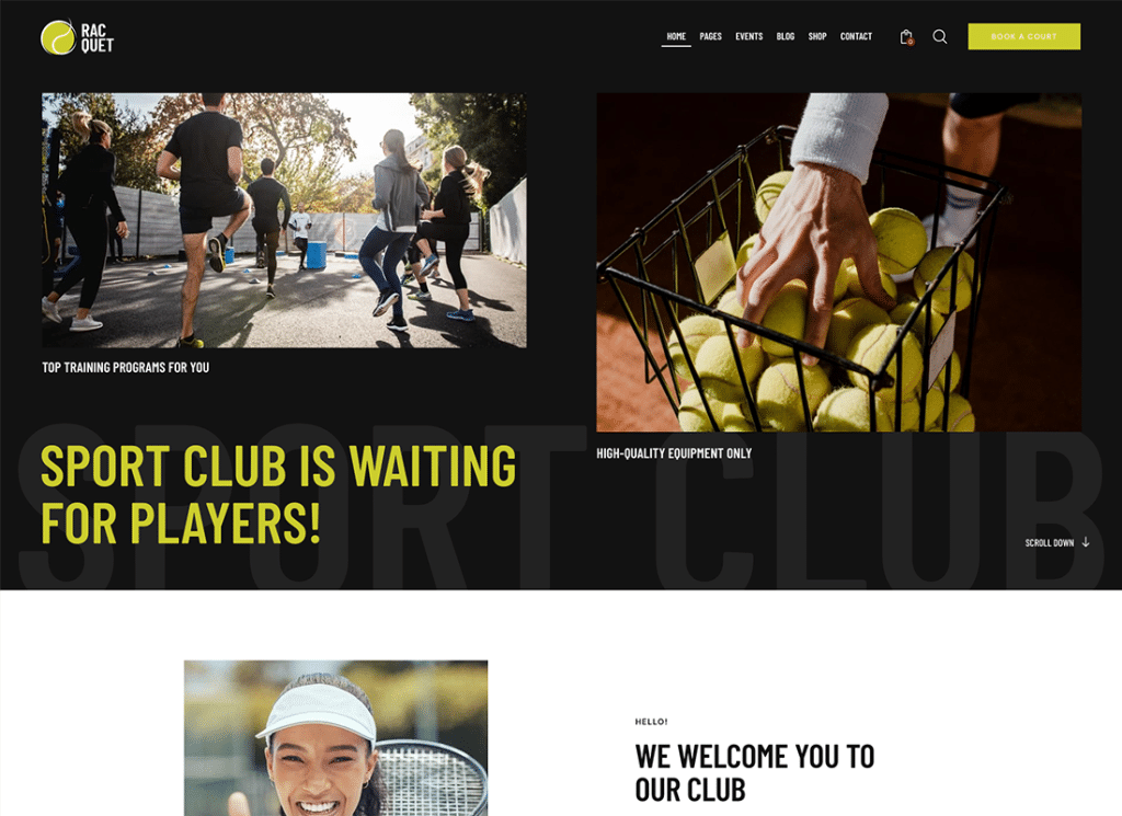 Raquette | Thème WordPress pour tennis, badminton et squash