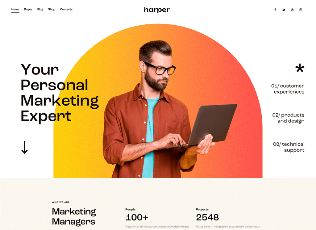 Harper | Tema WordPress per copywriter e specialista di marketing