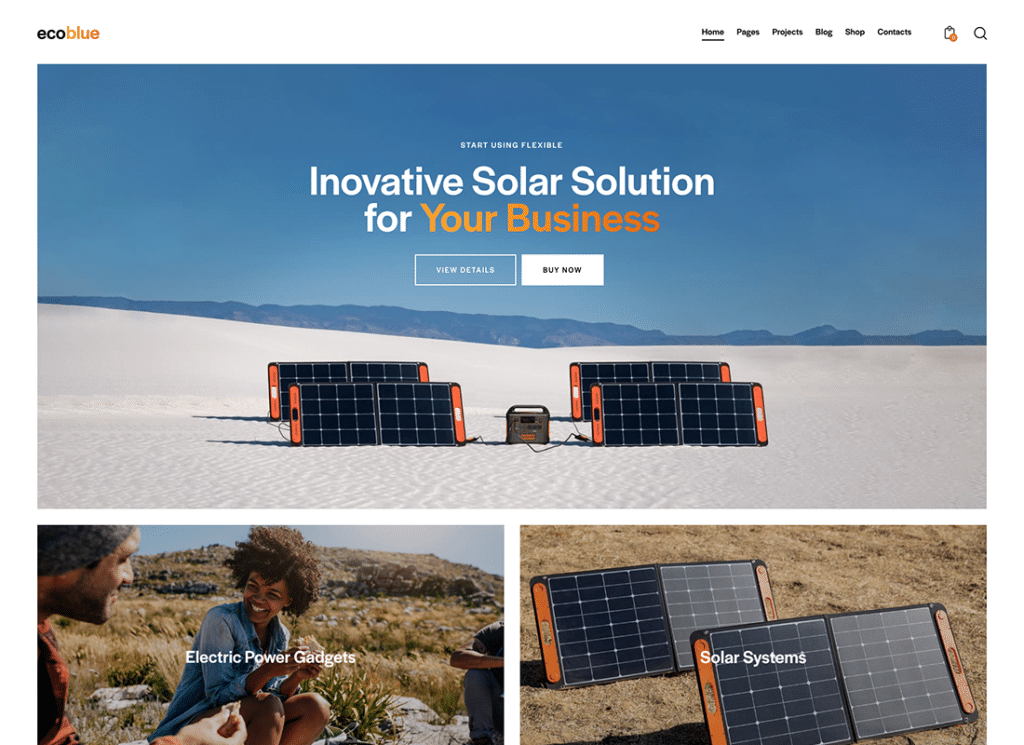 EcoBlue - Power Station & Solar Kits WordPress Theme