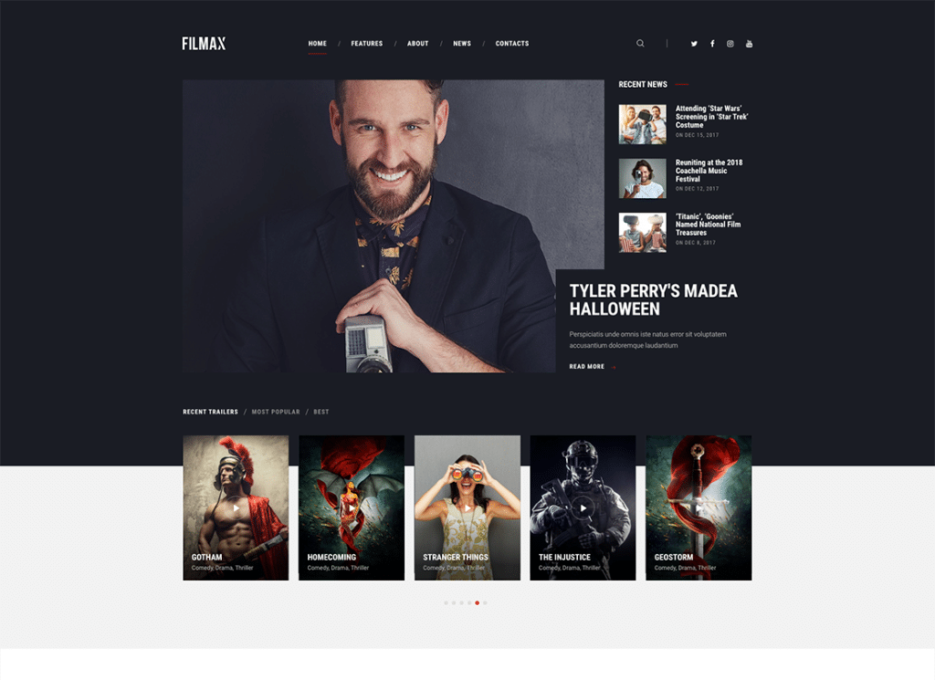 Filmax - Тема WordPress для журнала новостей кино и кино