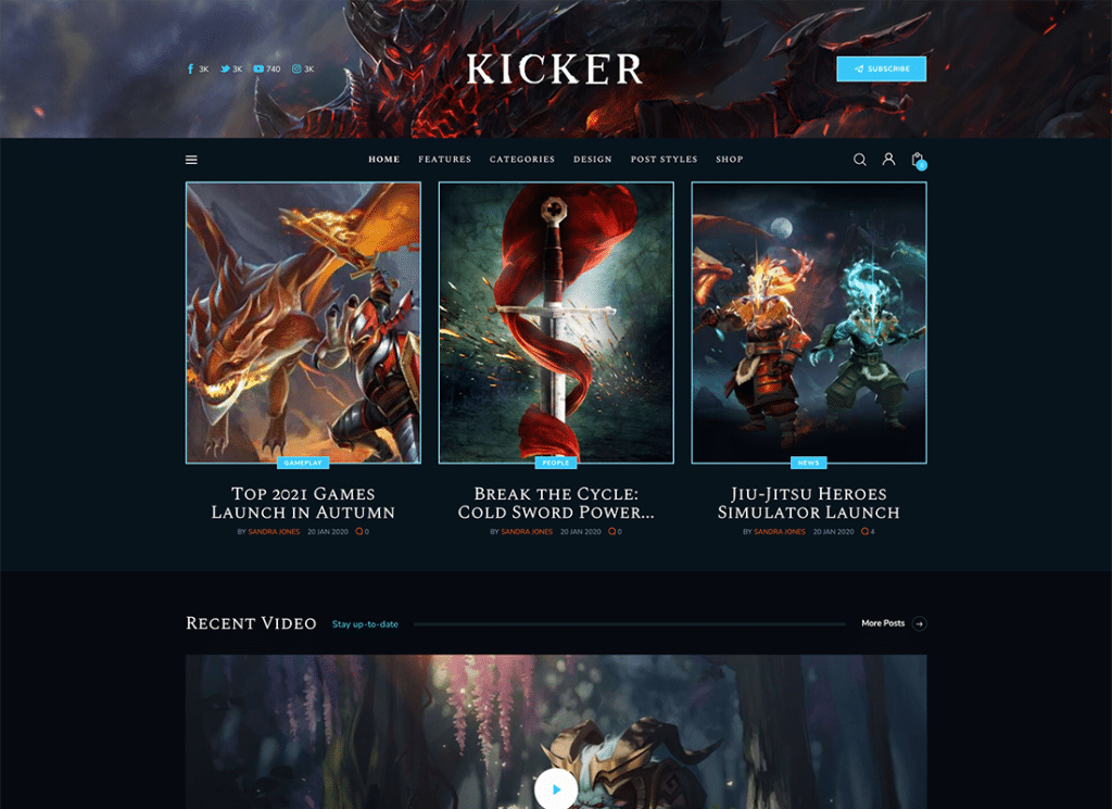 Kicker - Tema multipropósito de WordPress para blogs y revistas