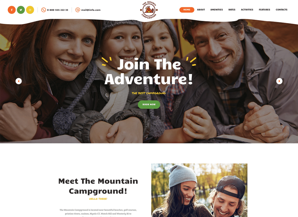 The Mounty - Tema de WordPress para camping de senderismo y camping para niños