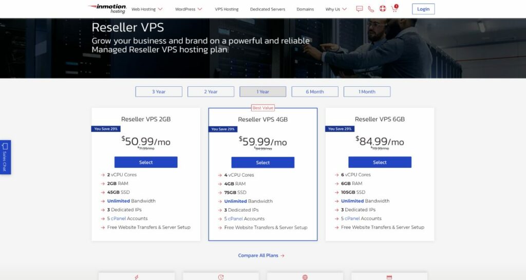 inmotion alojamiento vps revendedor