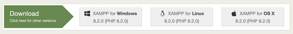 A seção de download no site do XAMPP.