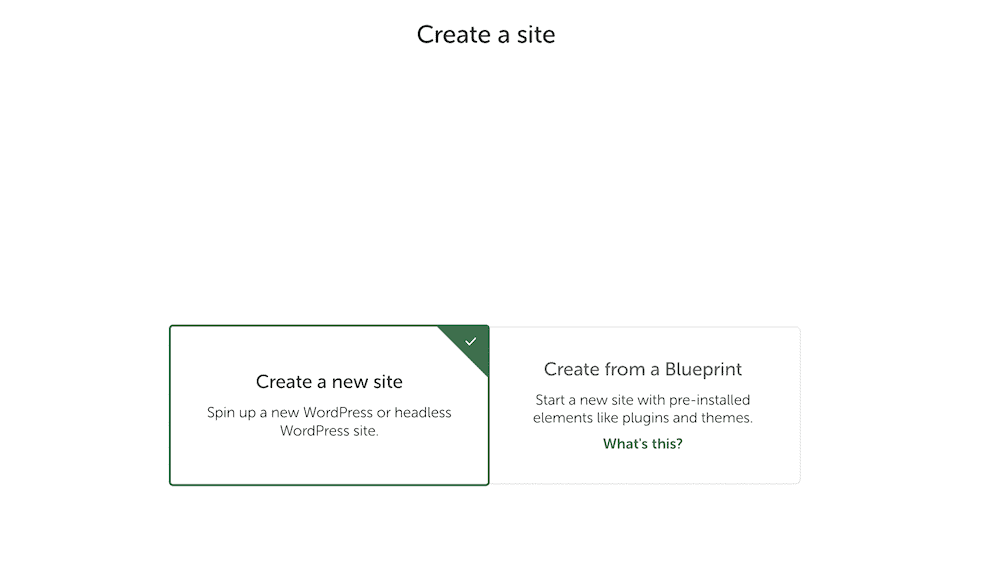 Escolhendo um método para criar um novo site usando Local.