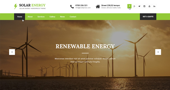 Tema de WordPress de energía solar