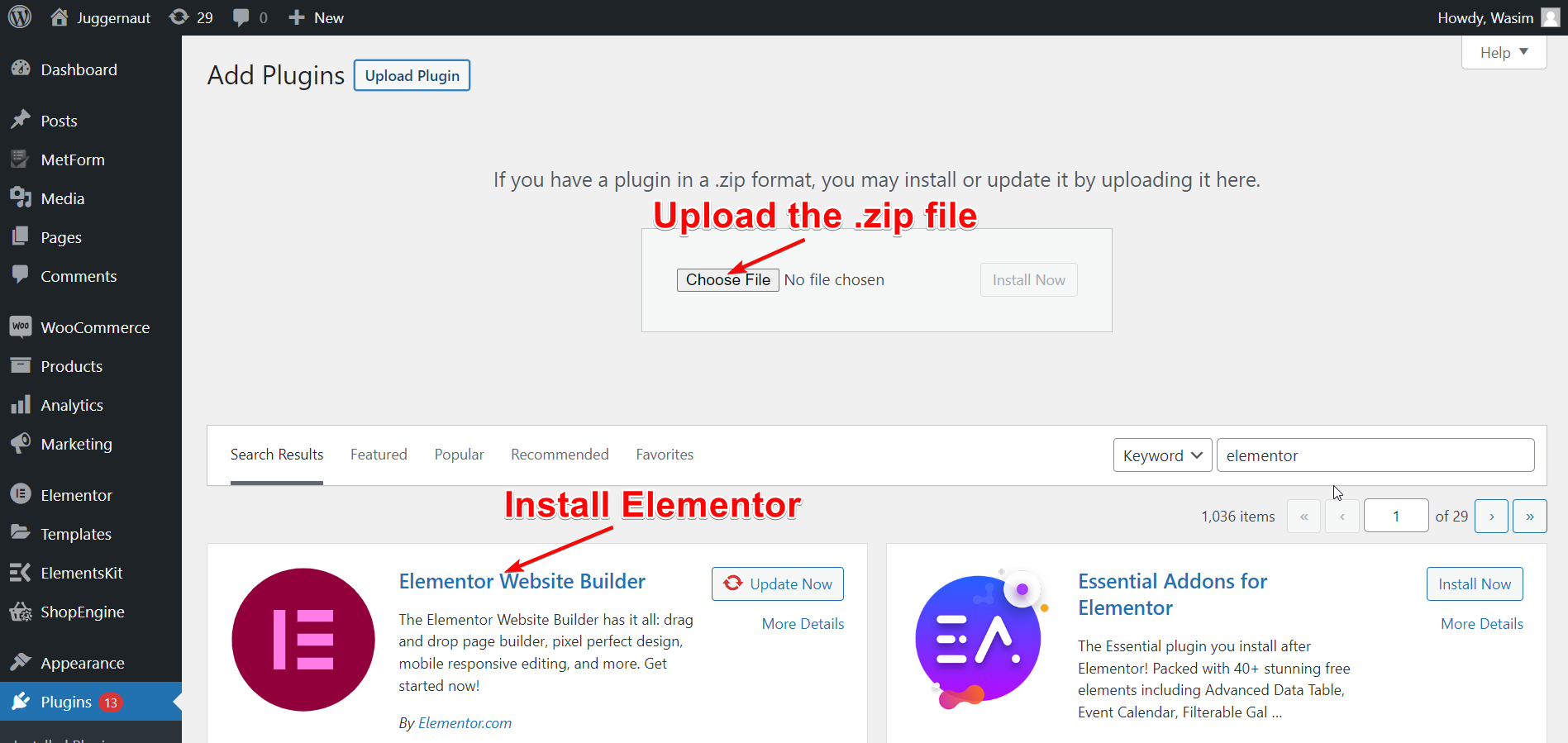 Instal dan aktifkan Elementor- Buat formulir aplikasi sukarelawan