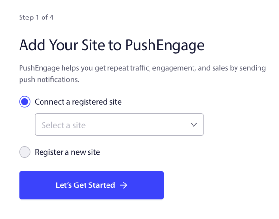 PushEngage にサイトを登録する