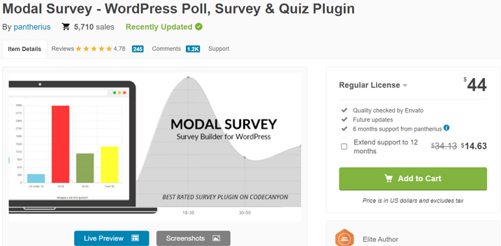 Enquête modale Premium Plugin de sondage WordPress