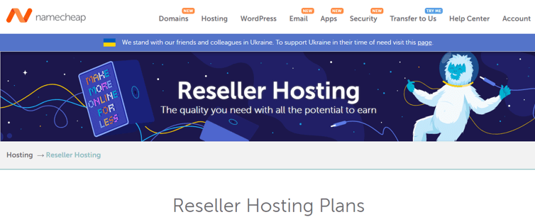 Web hosting per rivenditori Namecheap