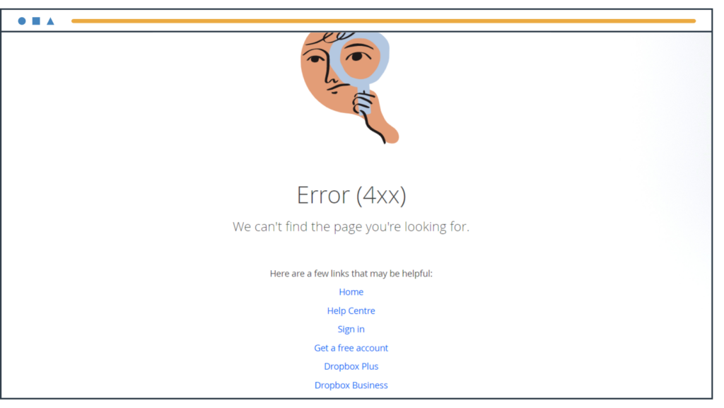 Dropbox 的 404 錯誤頁面示例