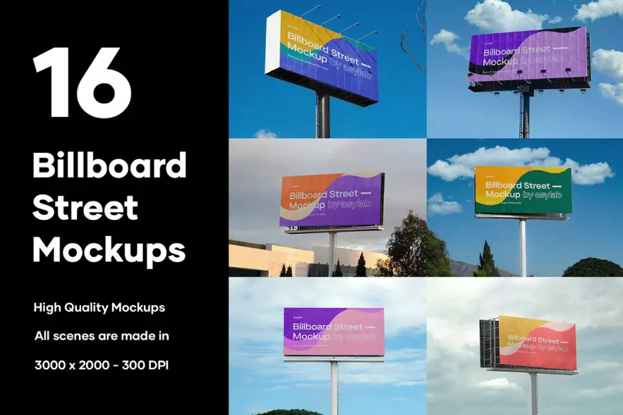 16 mockup di Billboard Street - PSD -