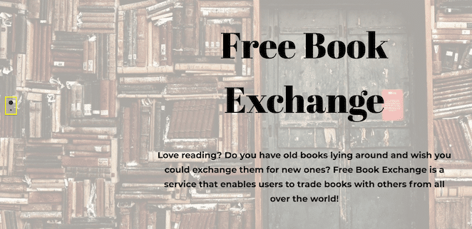 free book exchange ヘッダー画像のテキストを右に移動