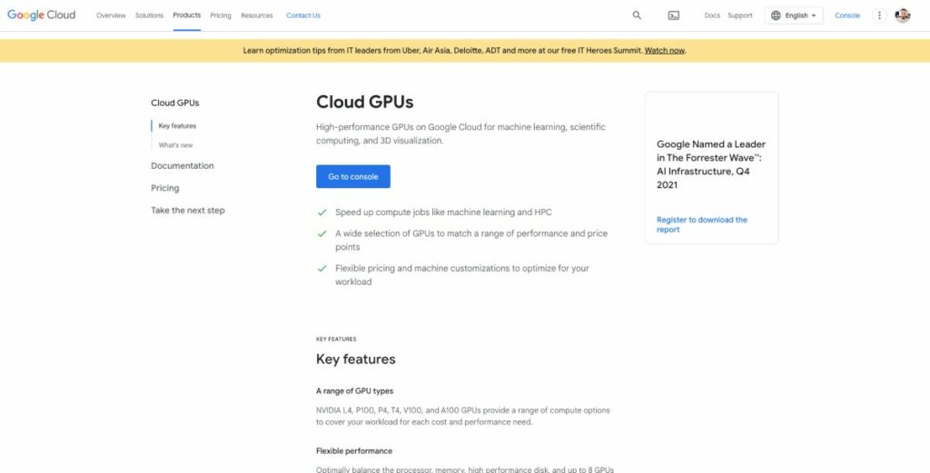 Hébergement GPU Google Cloud