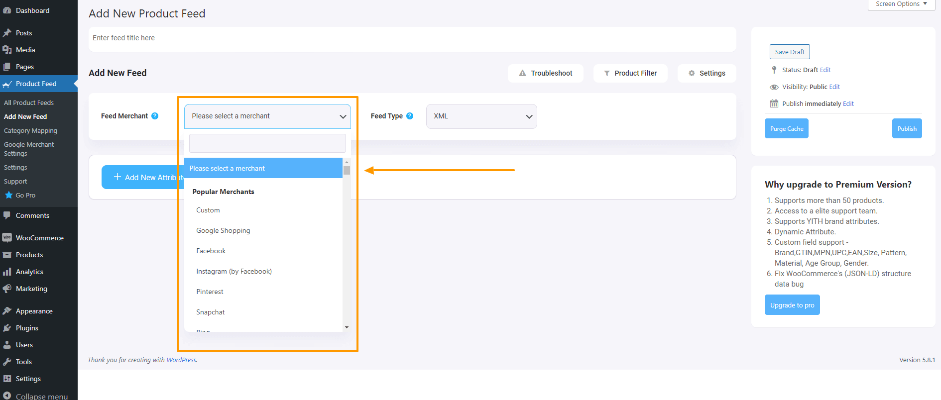 Lista desplegable de comerciantes ((título del producto))