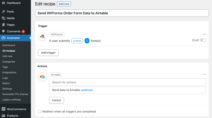 Using Uncanny Automator to Send WPForms Data to Airtable