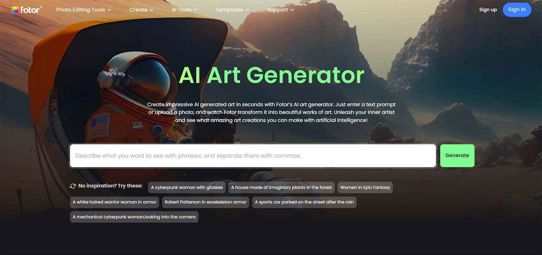 Fotor Photo AI Art Generator