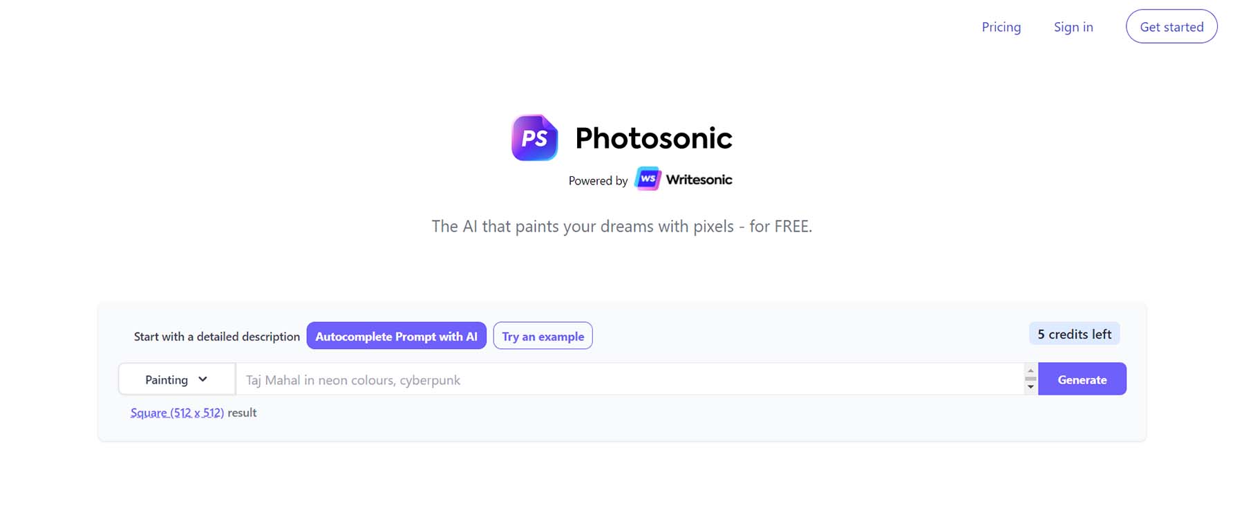 PhotoSonic 아트 AI 생성기