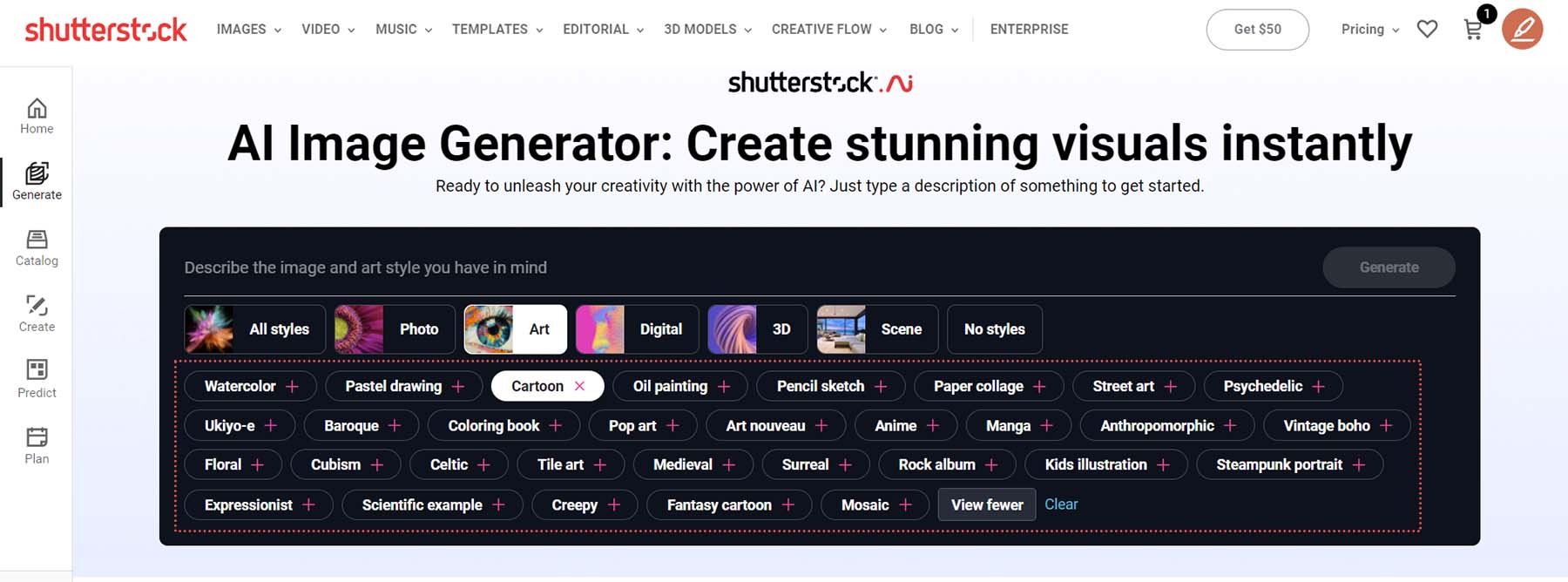 Теги Shutterstock в стиле AI