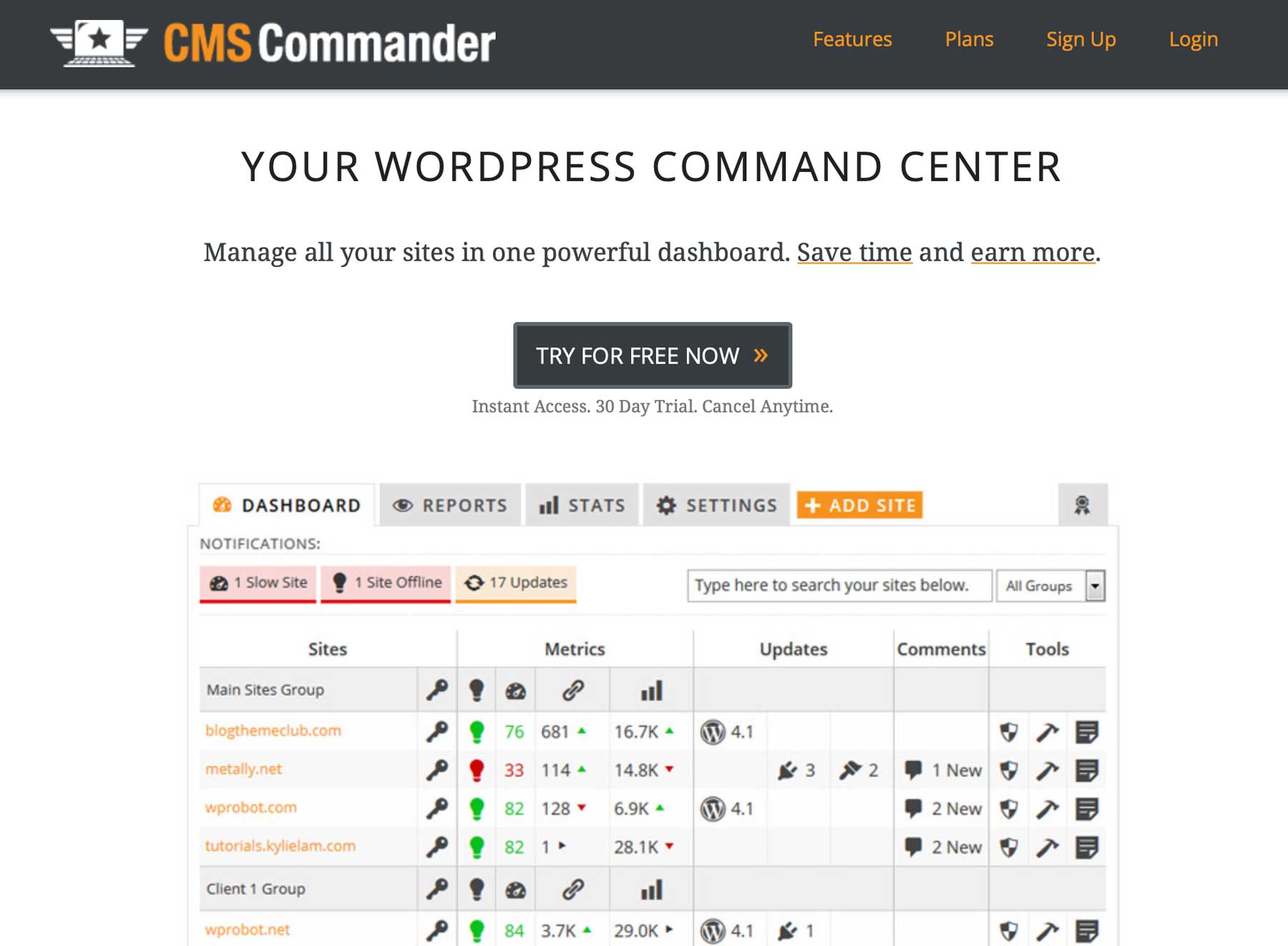 Ferramenta de gerenciamento de site do CMS Commander