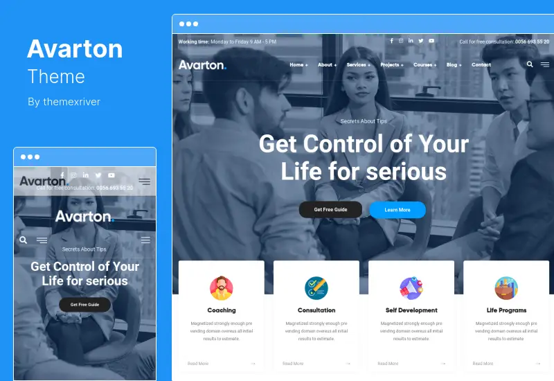 ธีม Avarton - หลักสูตรออนไลน์และธีม WordPress การจัดการการเรียนรู้