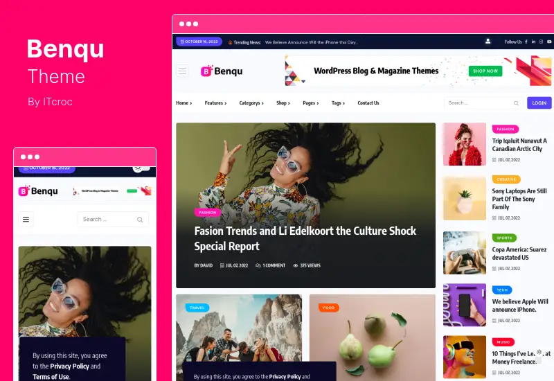 Benqu 테마 - News Magazine WordPress Theme