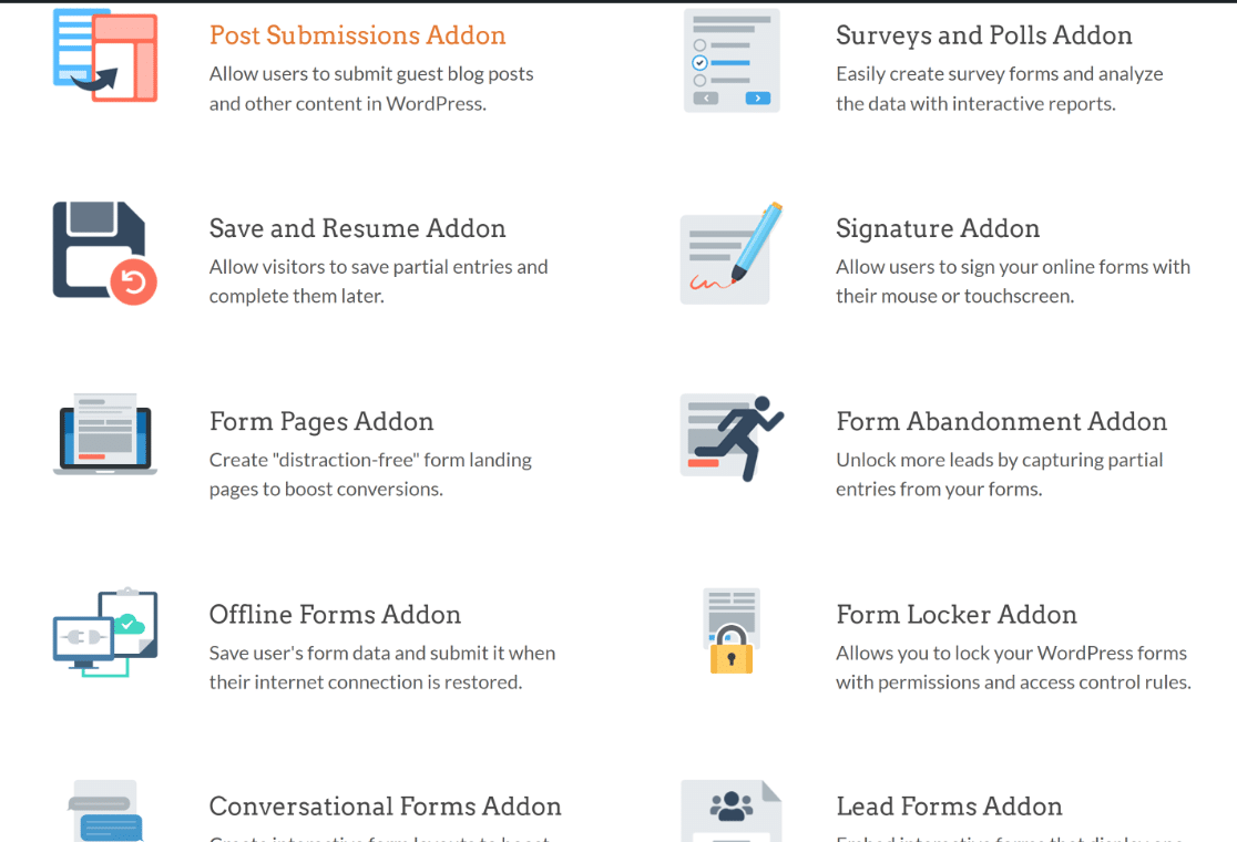 WPForms addons