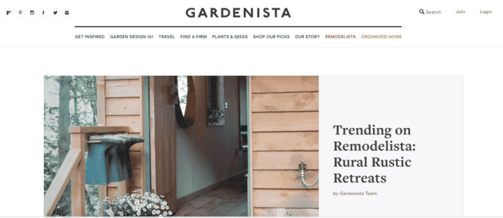 Página de inicio del blog de jardinería Gardenista